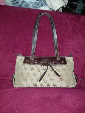 Dooney & Bourke Brown Logo Canvas Shoulder Bag